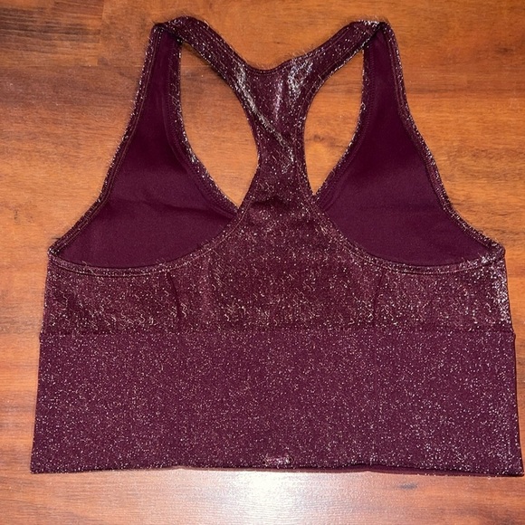 VS Pink Seamless Shimmer Plunge Sports Bra Wild Rose Shine Large longline - Picture 6 of 11